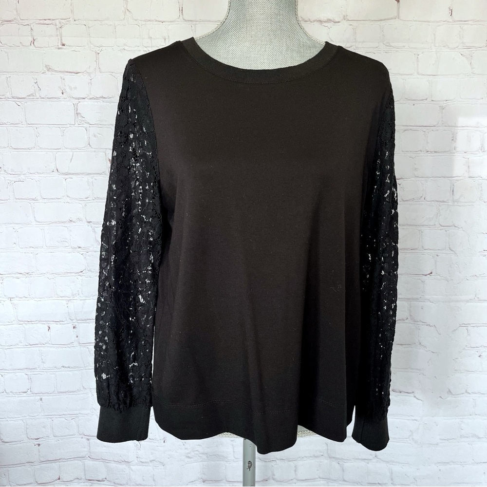 ROSE + OLIVE Black Lace Long Sleeve Top